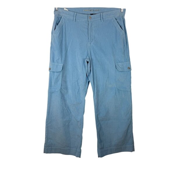 American Eagle super hi rise baggy wide corduroy pants‎ light blue 90s sz 20 - Picture 1 of 9